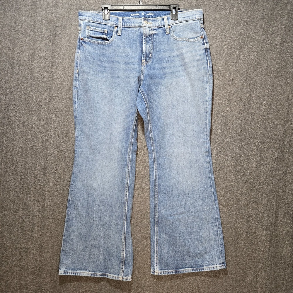Old Navy Womens Loose Boot Cut Jeans Mid Rise Size 14 Petite Bootcut Medium Wash